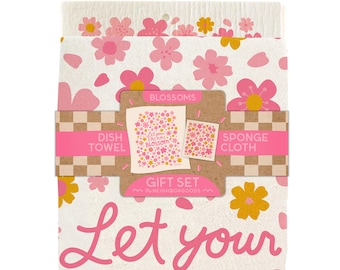 Blossom Dish Towel + Sponge Cloth Gift Set