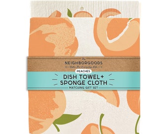 Peach Towel + Sponge Cloth Gift Set