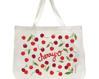 Torba płócienna Cherry – 100% bawełny, duża, wielokrotnego użytku, idealna na zakupy na targu farmerskim i na co dzień
