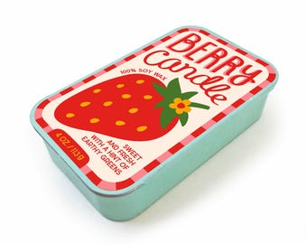 Strawberry Candle – Hand-Poured Natural Soy 2-Wick Candle, Unique Home & Kitchen Gift