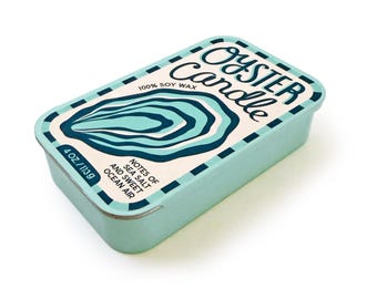 Oyster Candle – Hand-Poured Natural Soy 2-Wick Candle, Coastal Home & Kitchen Gift