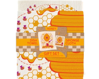 Honey Towel + Sponge Cloth Set