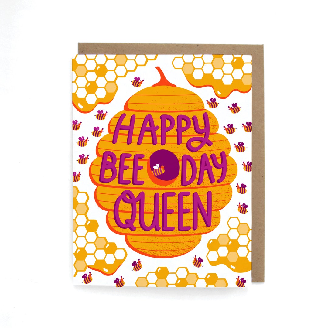 Happy Bee Day Queen Birthday Card- Greeting Card - Etsy