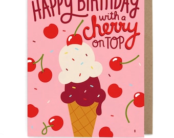 Happy Birthday with a Cherry on Top Greeting Card