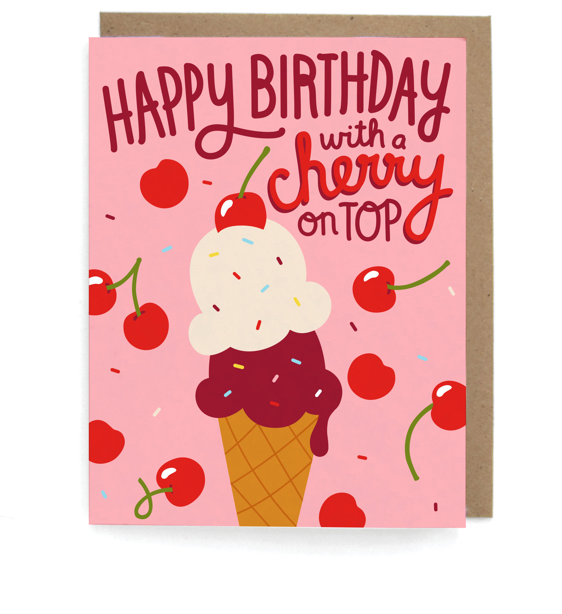 Happy Birthday With a Cherry on Top Greeting Card - Etsy