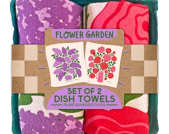 Flower Garden Towel Set: 100% Cotton Kitchen Tea Towels - Kitchen Gift