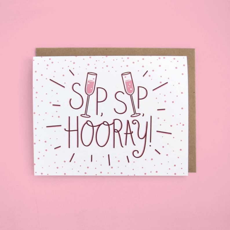 Sip Sip Hooray Congrats Card Greeting Card image 1