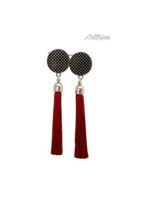 Reino Unido Vintage Borla Pendientes Pendientes Colgantes Flor Negro Verde Rosa Rosa Pendientes