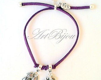 Zamak Bracelet, Suede Bracelet, Adjustable Bracelet, Pendant, Purple Bracelet, Women Gift, Gift Her, Gift Idea, Girl Gifts, Christmas Gift