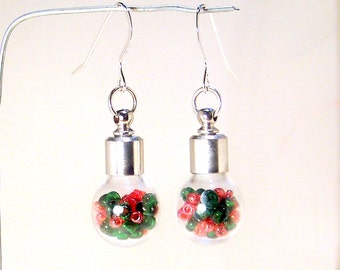 Crystal Earrings, Silver Earrings, Dangle Earrings, Green Crystal Earrings, Red Crystal, Gift Her, Women Gift, Gift Idea, Christmas Gift