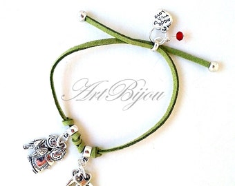 Zamak Bracelet, Suede Bracelet, Adjustable Bracelet, Pendant, Green Bracelet, Women Gift, Gift Her, Gift Idea, Girl Gifts, Christmas Gift