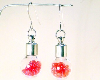 Crystal Earrings, Silver Earrings, Red Earrings, Dangle, Red Crystal, Modern Earrings, Gift Her, Women Gift, Gift Idea, Christmas Gift