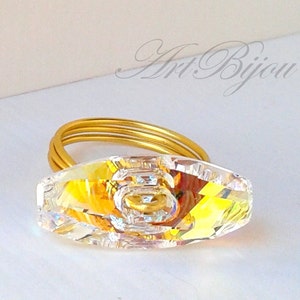 Swarovski Ring, Crystal Ring, Transparent Crystal, Modern, Gold Ring, Golden, Elegant, Gold, Women Gift, Gift Her, Gift Idea, Christmas Gift
