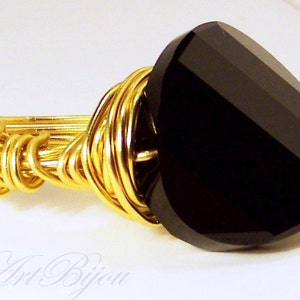 Swarovski Ring, Crystal Ring, Aluminum Ring, Swarovski Crystal, Black, Gold Ring, Gift Her, Modern, Gift Idea, Women Gift, Christmas Gift