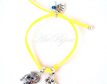 Zamak Bracelet, Suede Bracelet, Adjustable Bracelet, Pendant, Yellow Bracelet, Women Gift, Gift Her, Gift Idea, Girl Gifts, Valentines Gift