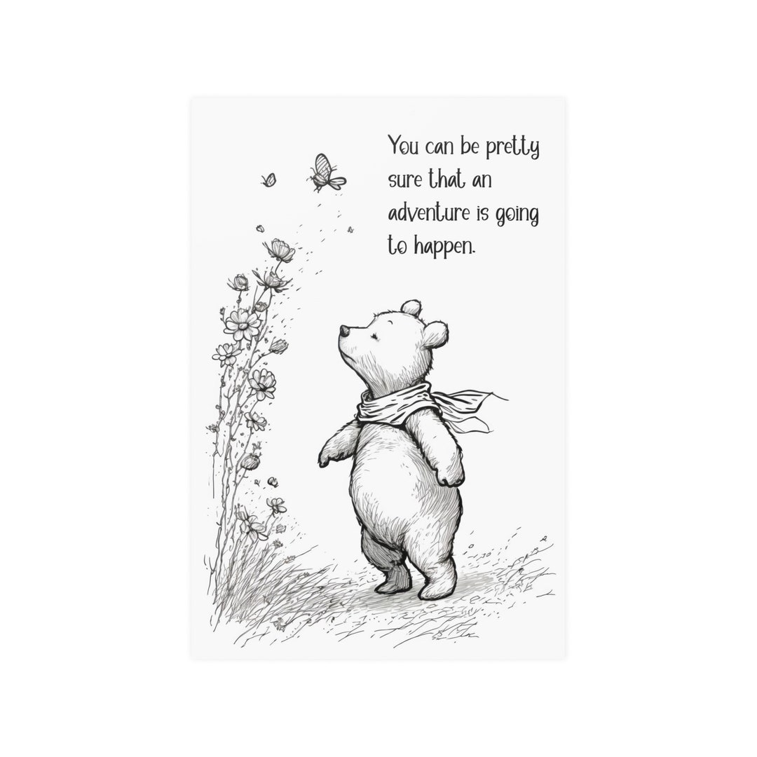 Winnie the Pooh Print Pooh in the Flowers Art Print Etsy