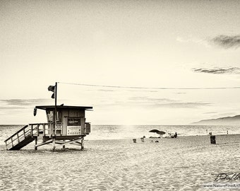 California Beach Photo, Beach Photo, Malibu Beach Photo, Malibu Beach, Lifeguard Tower Photo, Lifeguard Tower