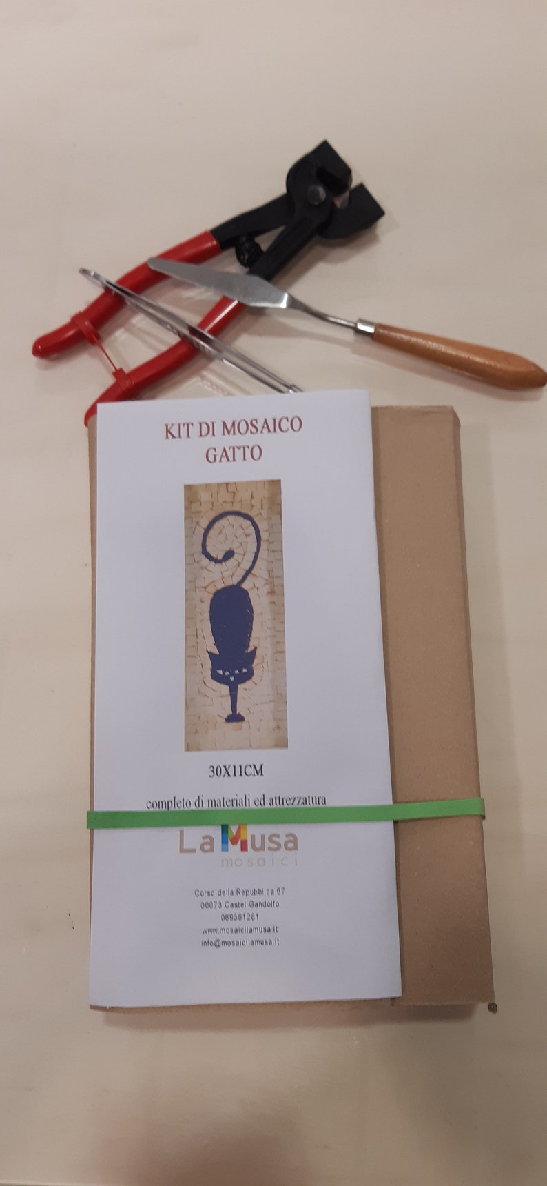 Kit mosaïque chat avec leçon vidéo complet avec matériel image 1