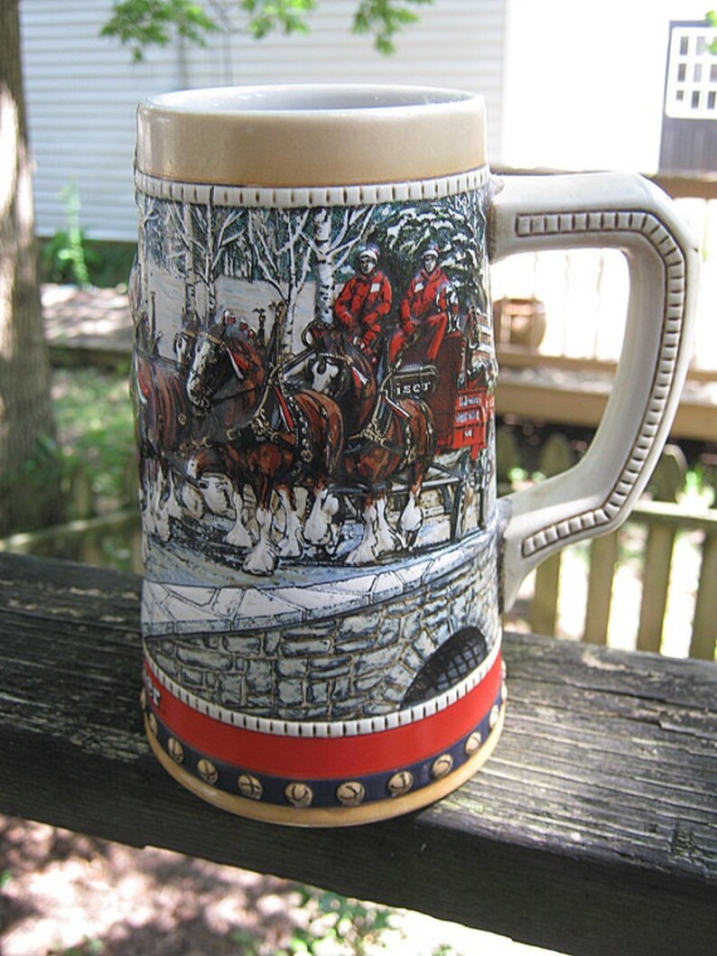 Budweiser Beer Stein 1988 Holiday Stein Made in Brazil by Etsy