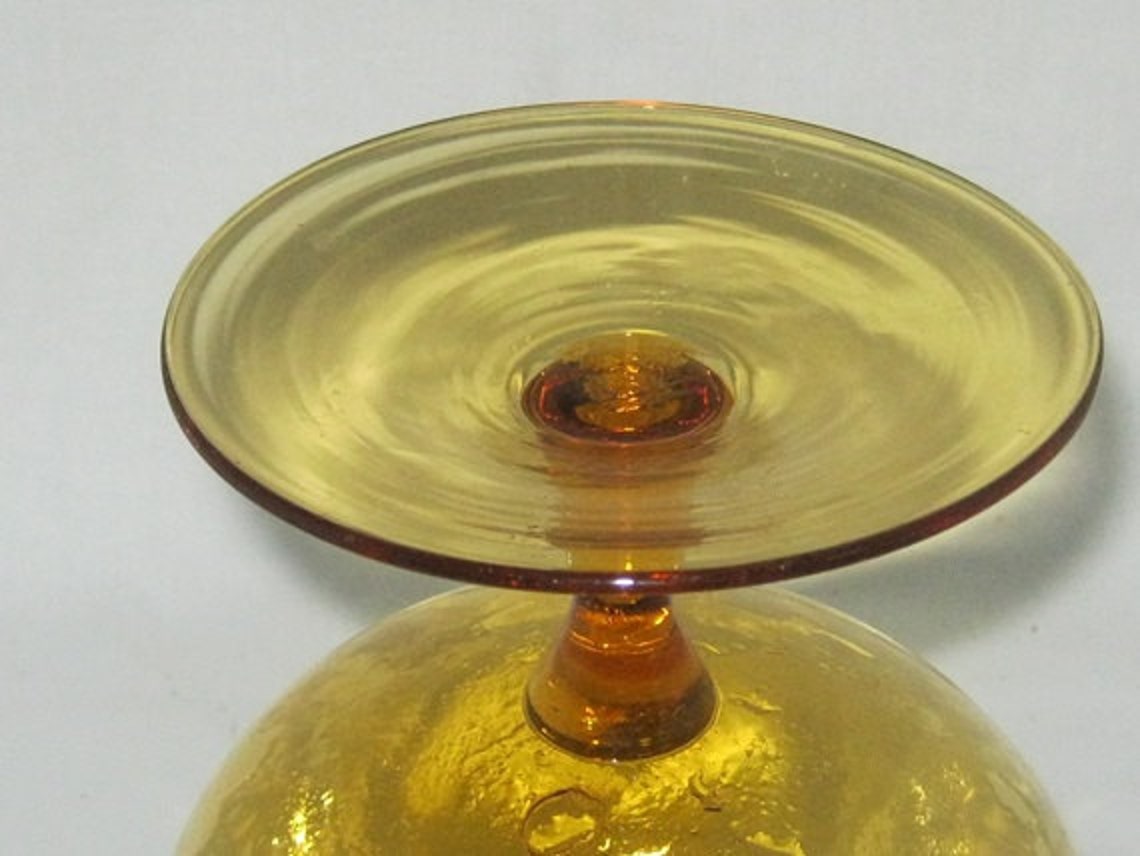 Tall Vintage Footed Amber Glass Vase Etsy