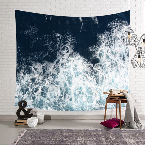 Tapestry Dorm Decor Studio Decor Wall Tapestry Home Decor Wall Hanging Living Room Decor Wall Decor Dark Blue Water Ocean Tapestry