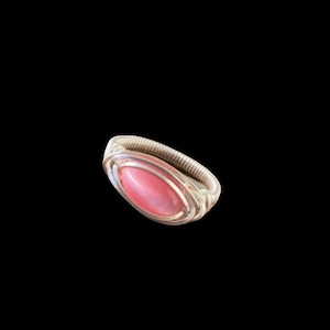 Size 8.5 Ring - Sterling Silver Ring - Pink Cats Eye - Wire Wrap Ring