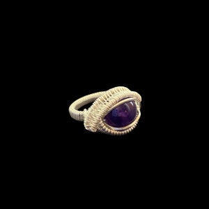 Amethyst Ring Size 4 1/2 - Sterling Silver Ring - Gemstone Ring - Silver Wire Wrap Amethyst Ring