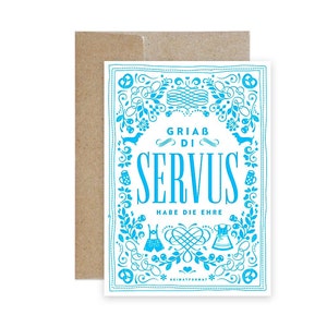Bayerische Grußkarte SERVUS // Letterpress inkl. Naturpapierkuvert