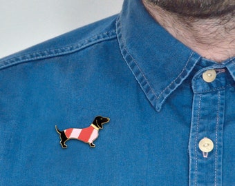 Dackel-Geschenk, Dackel-Pin, Dackel-Brosche, Dackel-Anstecker, Dachshund Pin, Teckel Anstecker, Dackel Weihnachten, Dackelfigur