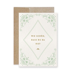 Carte de vœux TRADITION PREMIUM vert / Carte d’anniversaire / Tapis de bière / Impression or / Feuille d’or / Bébé