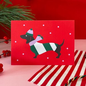 Weihnachtskarte Winterdackel, Dackel mit Mütze, Klappkarte, Dackelblick, Dackel modern, Dackel Winter