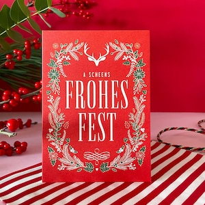 Beierse kerstkaart Fijne feestdagen / Kerstkaart edelhertgewei / Traditioneel / Speciale kerstkaart / Rustiek