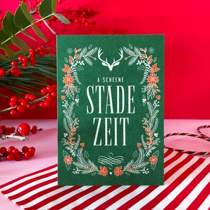 Beierse kerstkaart Stade Zeit/kerstkaart hertengeweien/Stade Zeit/sparren takken/speciale kerstkaart/rustiek