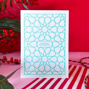 Cartolina di Natale con STELLE menta / Cartolina di Natale moderna / stelle / grafica / tipografica fatta a mano / elegante / senza tempo / moderna / modello