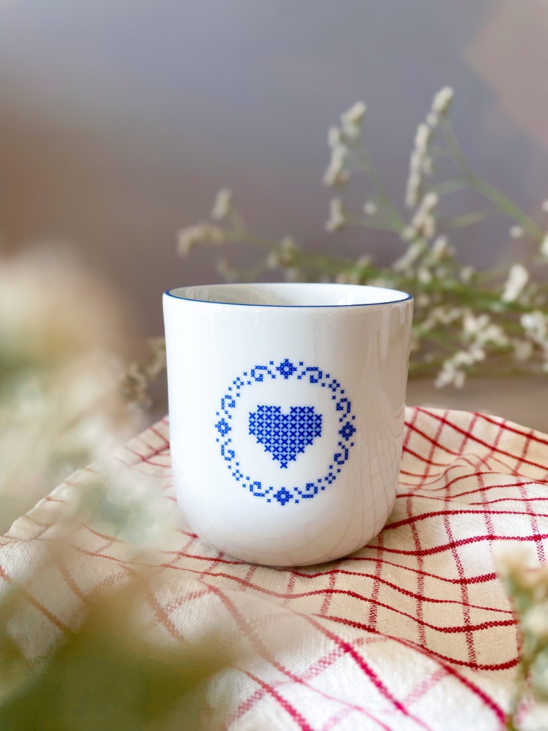 Herz-Becher SET / Herz-Tassen / Becher / Bayerische Tasse / handgemacht / Geburtstagsgeschenk / Bayerisches Hochzeitsgeschenk / Muttertag Bild 4