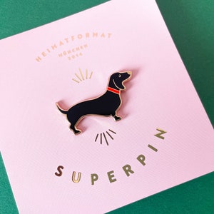 Dackel SuperPin / schwarz / Dackel-Anstecker / Dachshund Enamel-Pin / Teckel / Dackel / Anstecker / Dackel-Accessoire / Dackel-Anhänger Bild 1