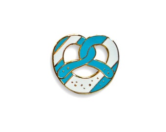 Pretzel pin, pretzel white-blue, Bavarian pretzel, Oktoberfest, Wiesn accessory