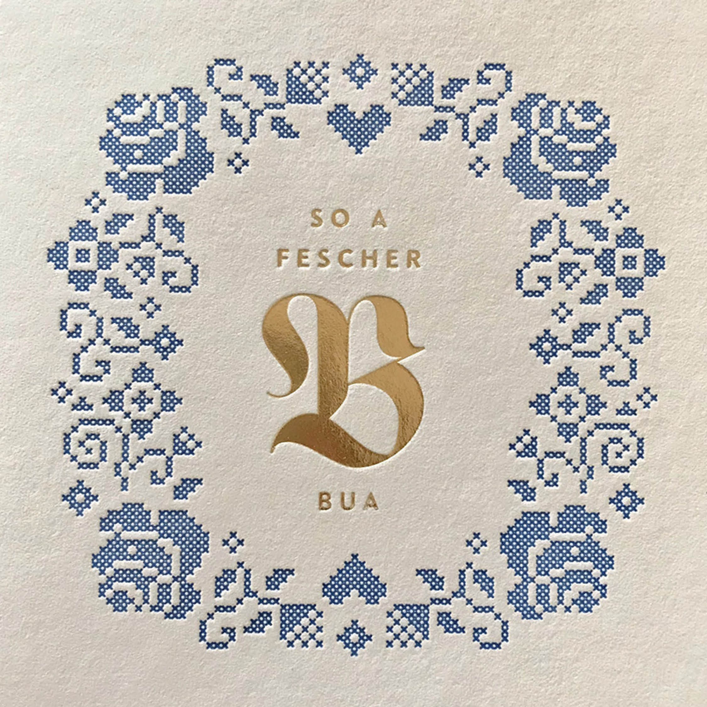Bayerische Glückwunschkarte zur Geburt BUA Stickerei // Etsy.de