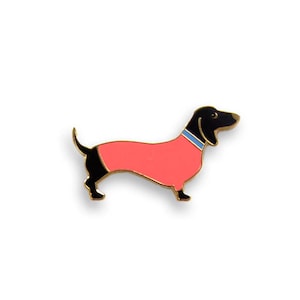 Dackel-Geschenk, Dackel-Pin, Dackel-Brosche, Dackel-Anstecker, Dachshund Pin, Teckel Anstecker, Dackel Weihnachten, Dackelfigur rot Bild 1