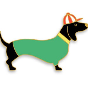 Dackel mit Cap, Hipster-Dackel, Dackel-Geburtstagsgeschenk, Dackel-Freunde, Dackel-Brosche, Dackel-Anstecker, Dachshund Pin, Dackelfigur Bild 3