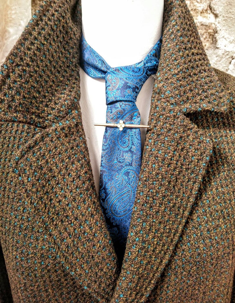 Narrow Vintage Blue Paisley Tie Lucino of London.