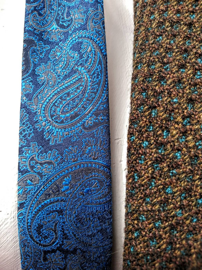 Narrow Vintage Blue Paisley Tie Lucino of London.