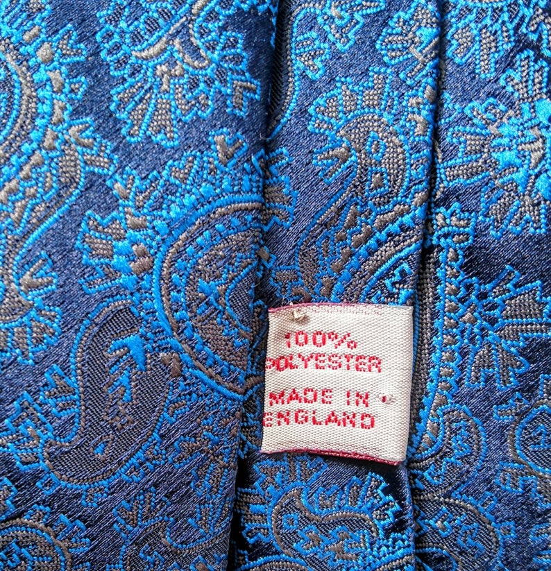 Narrow Vintage Blue Paisley Tie Lucino of London.