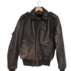 Vintage Schott A-2 Leather Jacket / Vintage Schott / Military A-2 Jacket.. J10