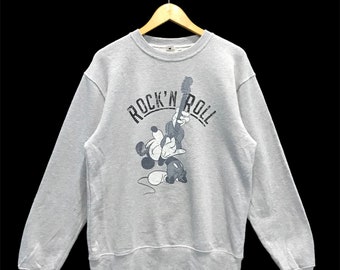 Vintage Mickey Mouse Rock N Roll Sweatshirt / Mickey Mouse Sweater / Cartoon Shirt / Disney.. S3..