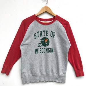 Vintage State Of Wisconsin Sweatshirt / Wisconsin Sweatshirt / University Shirt / Wisconsin Pullover