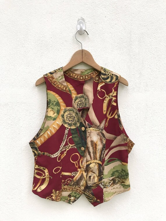 Vintage Baroque Royalty Vests Horses Design / Vint