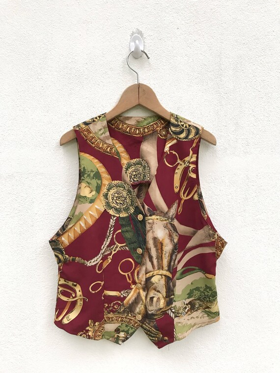 Vintage Baroque Royalty Vests Horses Design / Vin… - image 1