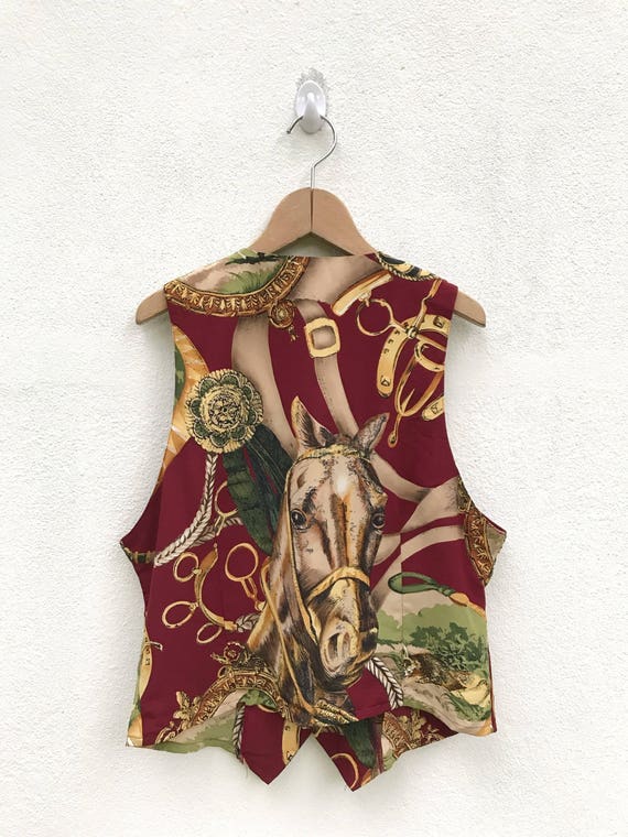 Vintage Baroque Royalty Vests Horses Design / Vin… - image 2