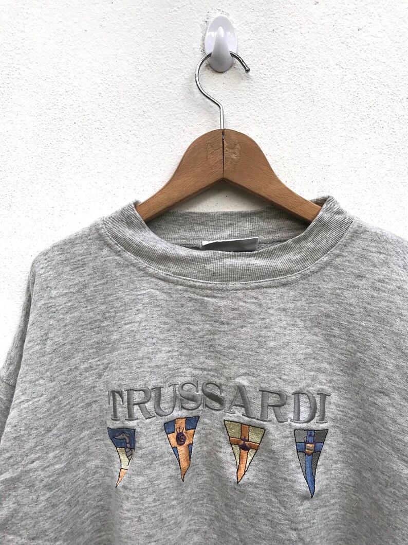 Vintage Trussardi Embroidery Logo SweatshirtTrussardi SweaterTrussardi Spell OutTrussardi Big Logo